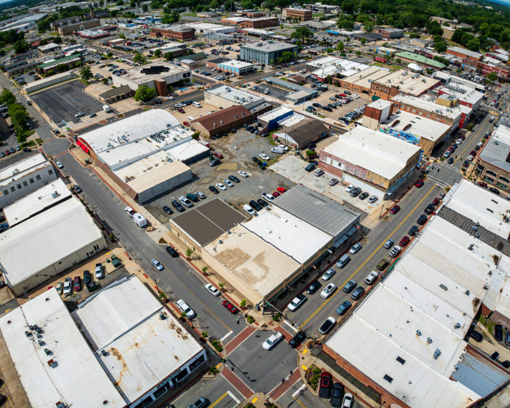 Aerial view of the future site of the Court St Alleyway Improvement Project