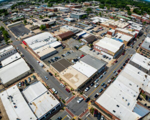 Aerial view of the future site of the Court St Alleyway Improvement Project